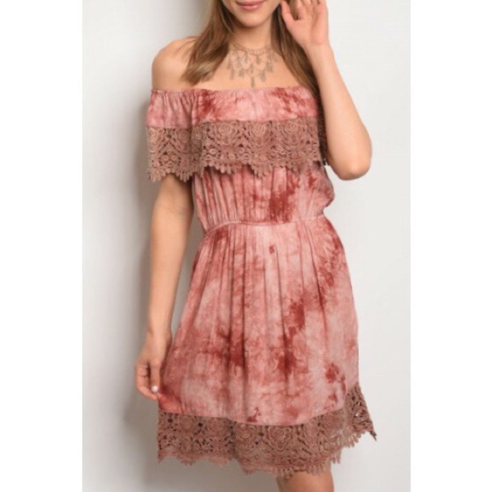 Autumn Rust Boho Tie Dye Dress - Picture 2 of 8